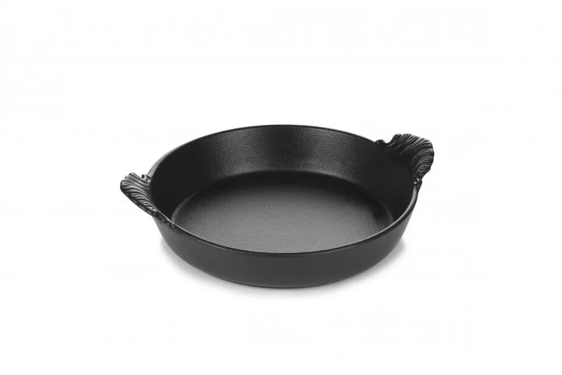 GRATINSCHUESSEL RUNDE MIT GRIFFEN in gusseisener Optik 45 cl