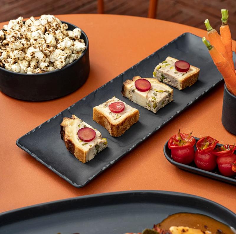 Preview: SERVIERPLATTE 30 cm x 16 cm RECHTECKIG Schieferoptik