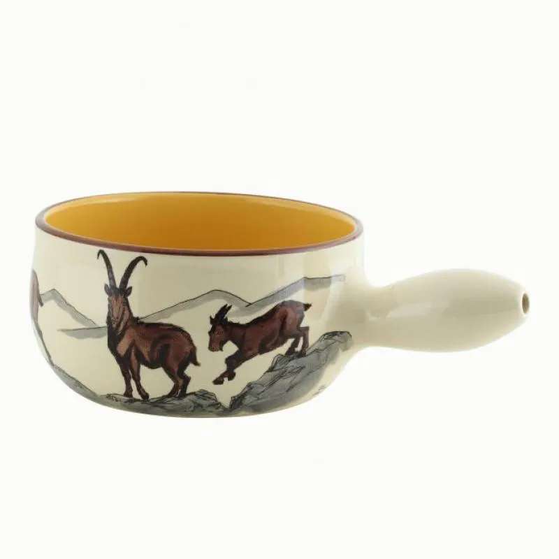 Caquelon/ Fonduetopf Steinbock Rand dunkelbraun ø 20cm