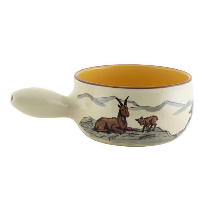 Caquelon/ Fonduetopf Steinbock Rand dunkelbraun ø 20cm
