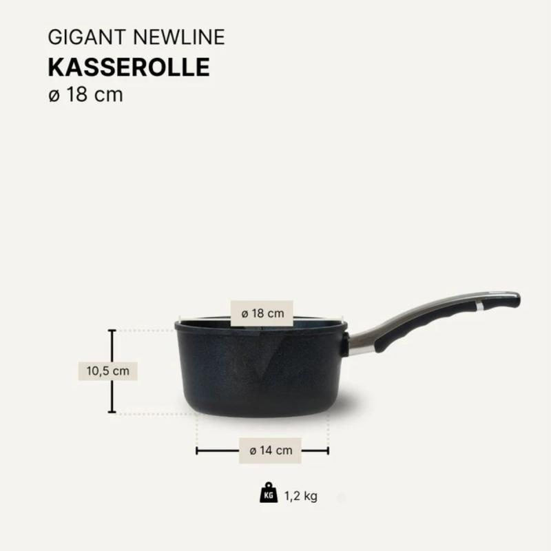 Preview: Stieltopf / Kasserolle 18 cm BAF GIGANT Newline für alle Herdarten