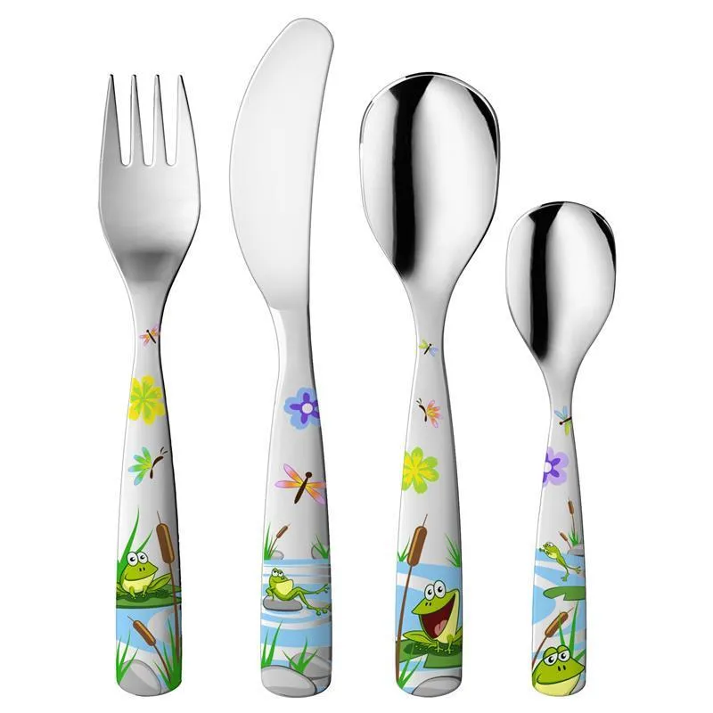FRISCHE FRÖSCHE - Kinderbesteck Set, 4-teilig mit Bildern