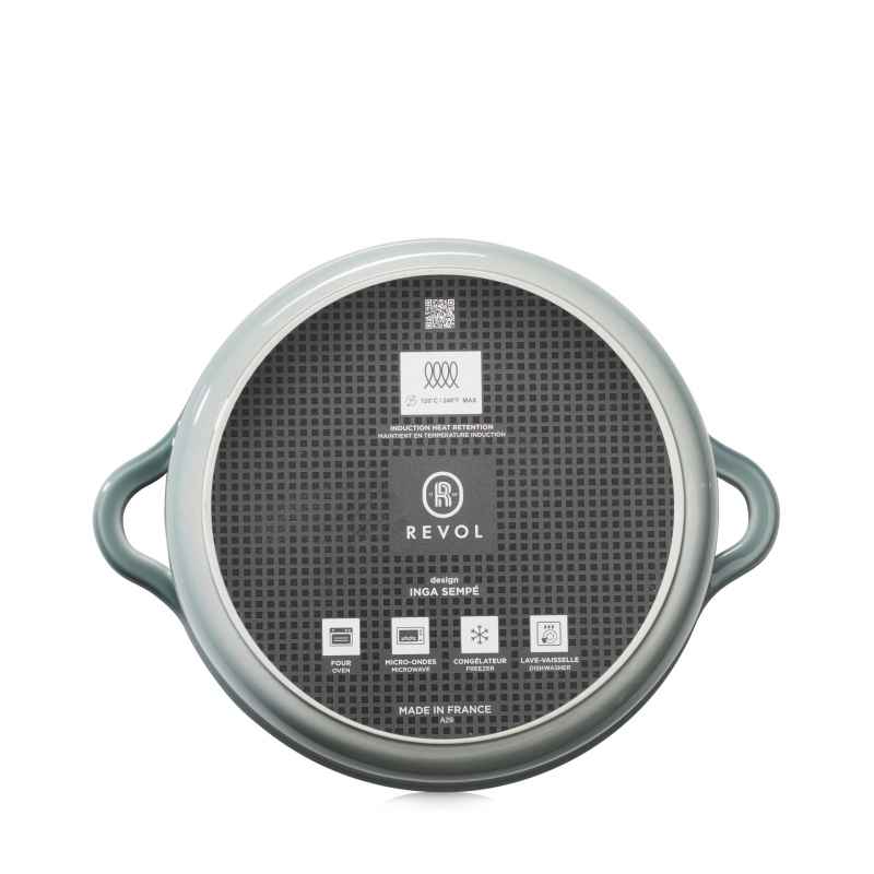 Preview: RUNDE INDUKTIONSKASSEROLLE 29 CM MIT GLASDECKEL Wolkengrau + Glas