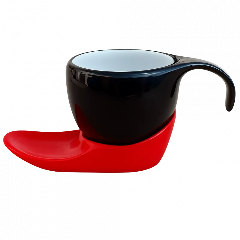 Espressotasse Vision 4tlg Schwarz / Rot im Farbwechsel
