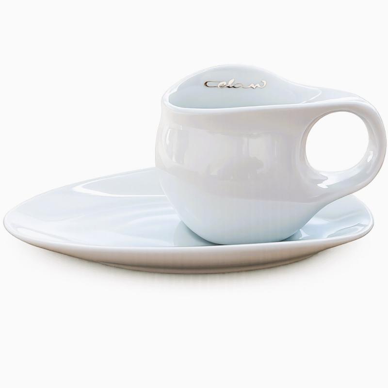 Luigi Colani Porzellan Espresso Tasse mit Untertasse 2 tlg weiß