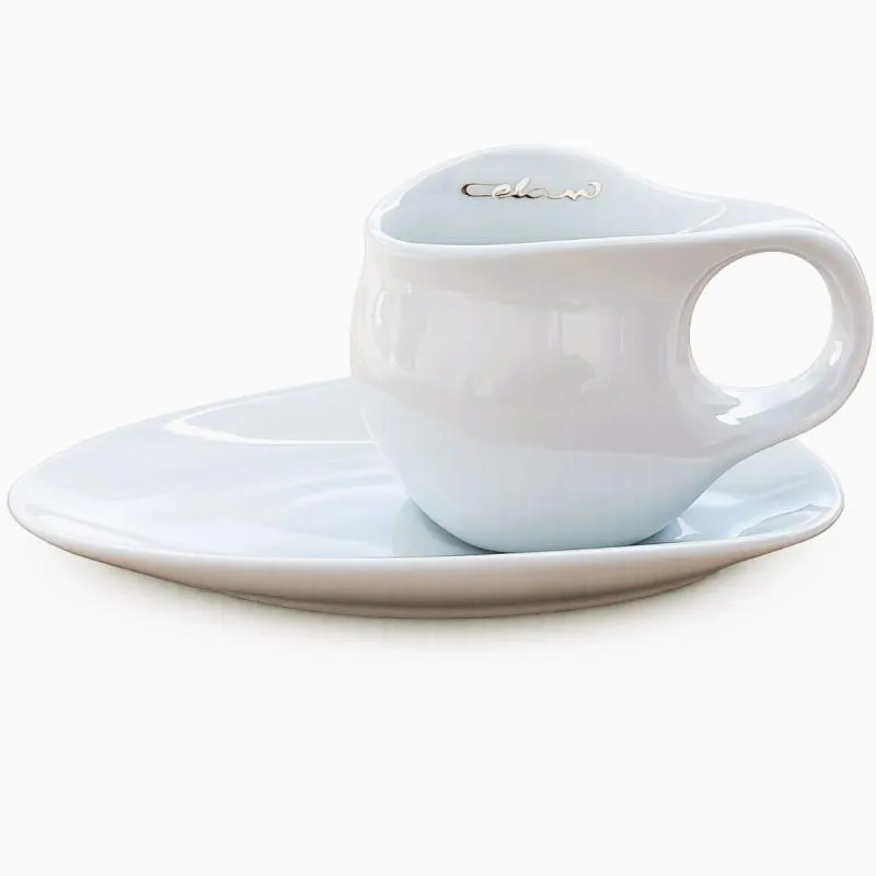 Luigi Colani Porzellan Espresso Tasse mit Untertasse 2 tlg weiß