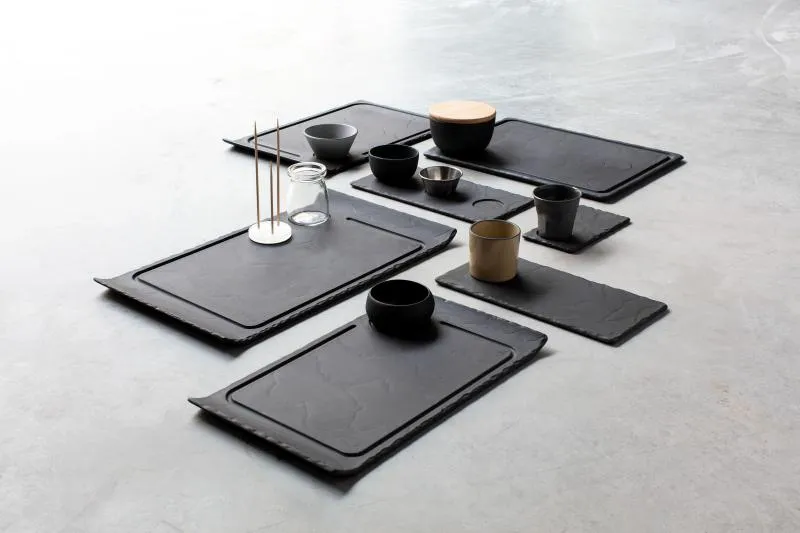 SERVIERPLATTE 30 x 20 cm RECHTECKIG Matt schiefer