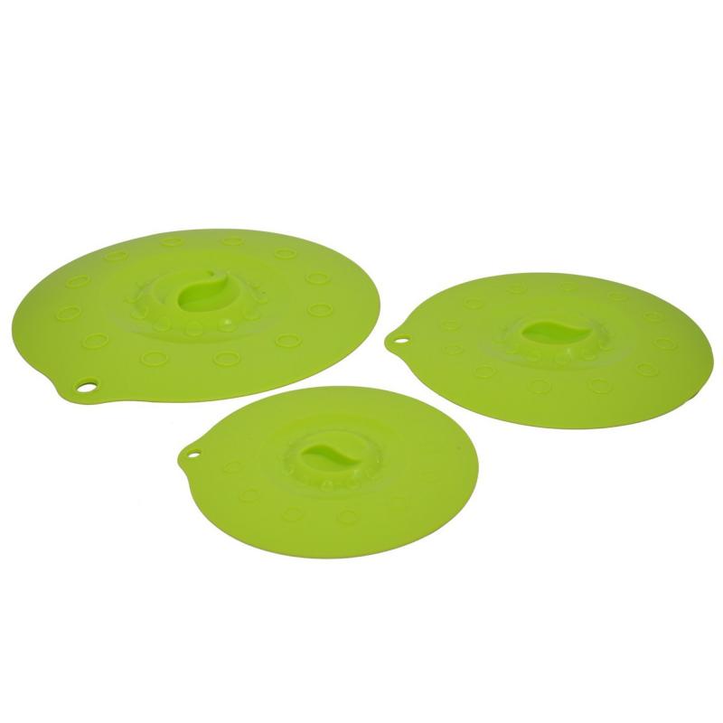 Preview: Silikondeckel 18cm „FUNNY KITCHEN“ grün