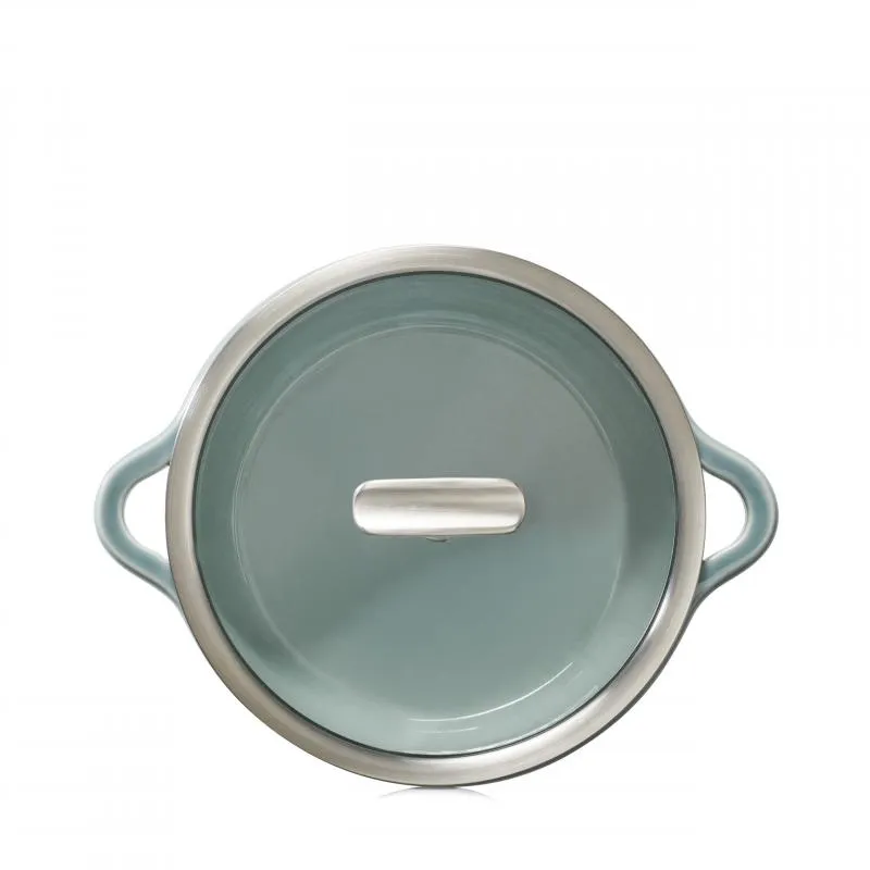 RUNDE INDUKTIONSKASSEROLLE 22 CM MIT GLASDECKEL Wolkengrau + Glas