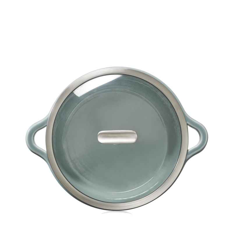 Preview: RUNDE INDUKTIONSKASSEROLLE 26 CM MIT GLASDECKEL Wolkengrau + Glas