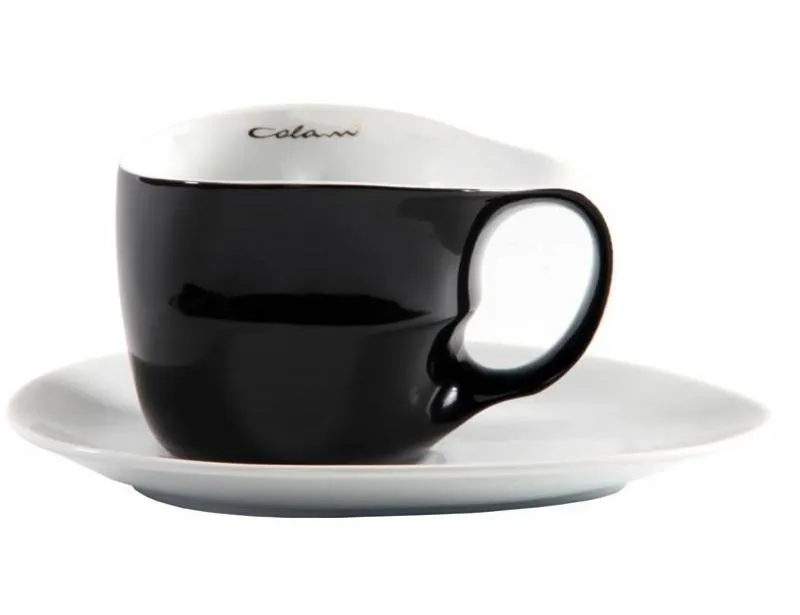 Luigi Colani Porzellan Jumbotasse schwarz mit Untertasse weiß 2 tlg