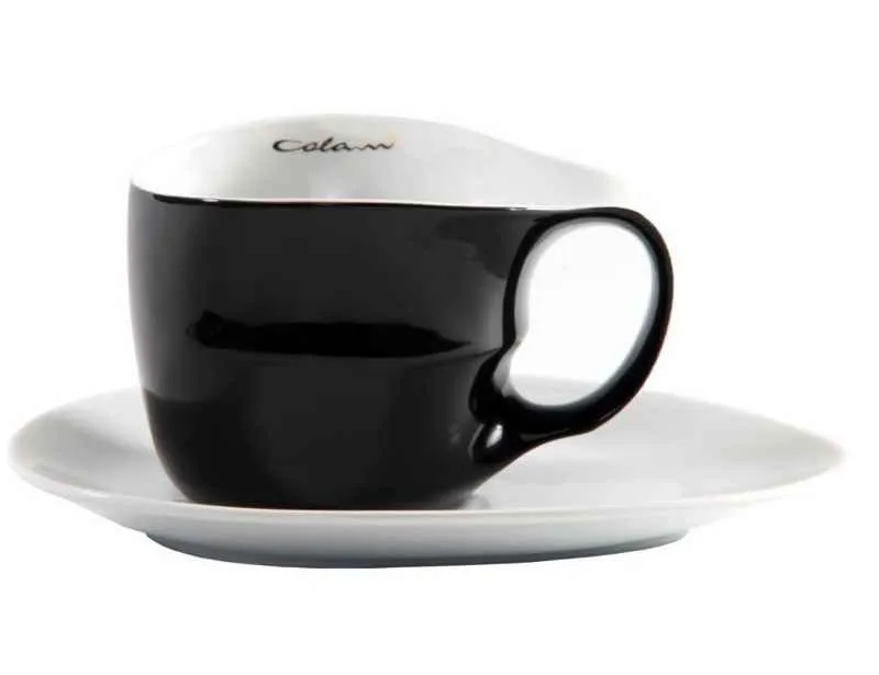 Luigi Colani Porzellan Jumbotasse schwarz mit Untertasse weiß 2 tlg