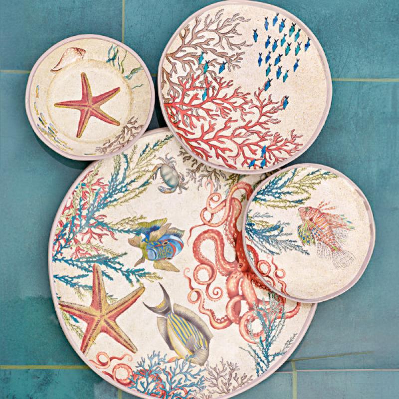Preview: Topfuntersetzer Ø 20 cm Keramik Sea Life