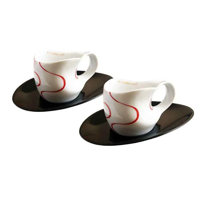 Luigi Colani Porzellan Espressissimo - Tassen mit Untertassen 4 tlg. loop red