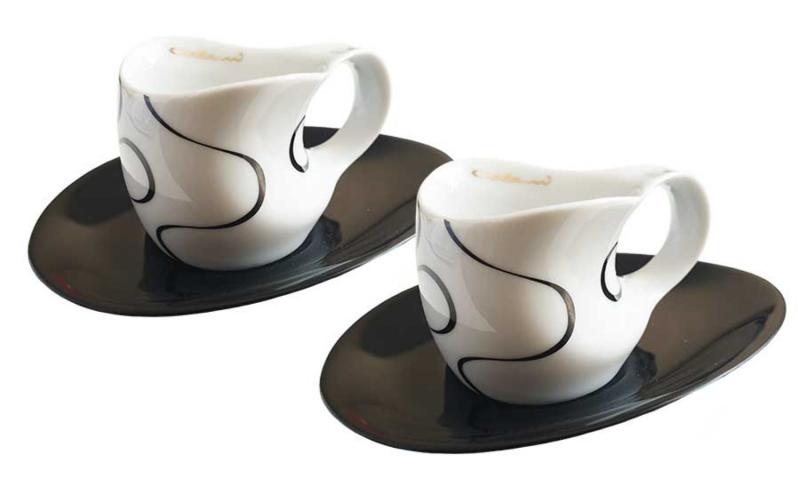 Preview: Luigi Colani Porzellan Espressissimo - Tassen mit Untertassen 4 tlg. loop black