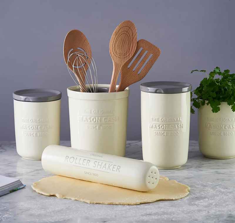 Teigrolle 3in1 Roller Shaker - mit Mehlstreuer Steingut