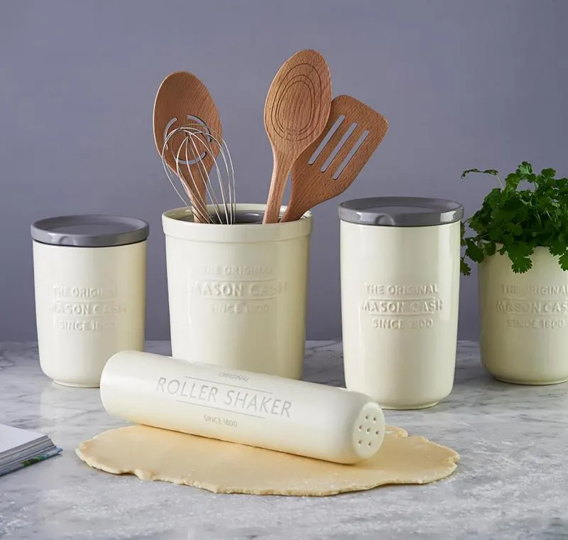 Teigrolle 3in1 Roller Shaker - mit Mehlstreuer Steingut