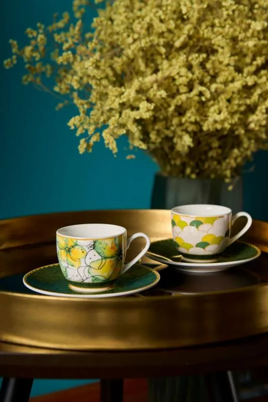 Espressotassen mit Untertassen 2er Set MIRABILIA 90 ml "Libellula"