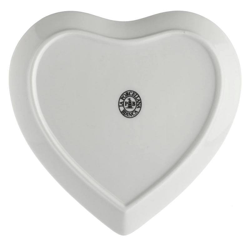 Preview: Dessertteller Herzform 2er Set 17 × 17 cm Cupido La Porcellana Bianca Novo