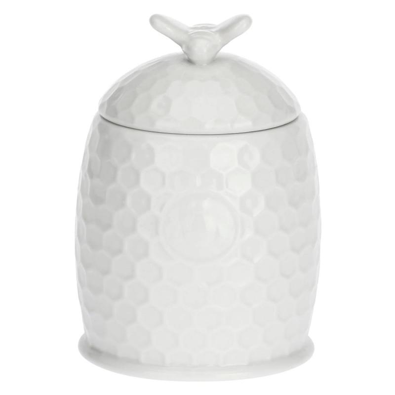 Preview: Honigtopf mit Honiglöffel La Porcellana Bianca Novo 12 x 8 cm