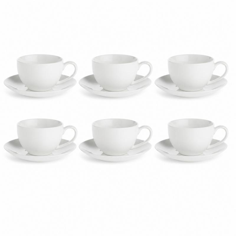 Preview: Espressotasse mit Untertasse 100 ml Weiß Set 6 Stück
