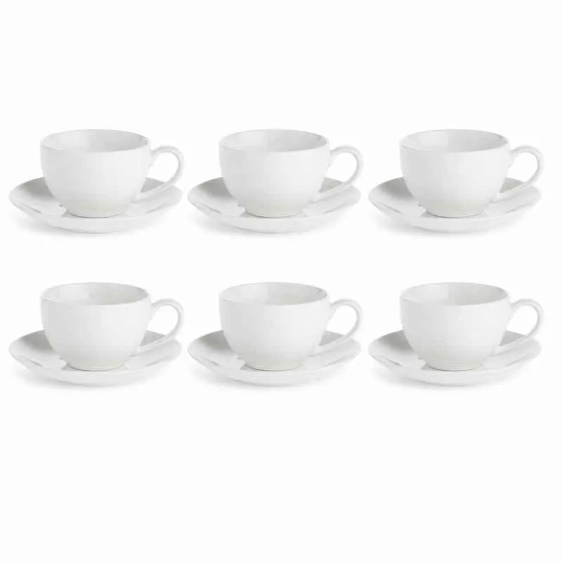 Espressotasse mit Untertasse 100 ml Weiß Set 6 Stück