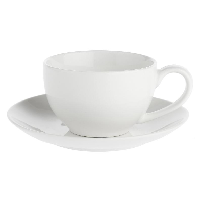 Teetasse mit Untertasse 220 ml Weiß Set 6 Stück