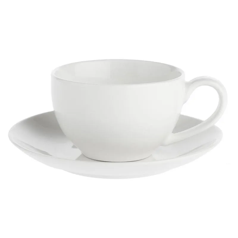 Teetasse mit Untertasse 220 ml Weiß Set 6 Stück