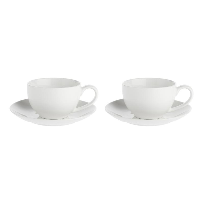Preview: Tasse mit Untertasse 350 ml Weiß Set. 2 Stück
