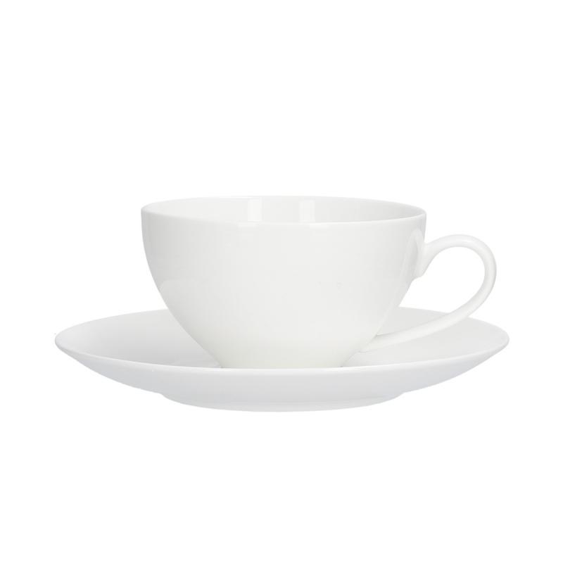 Frühstückstasse mit Untertasse 350 ml Weiß