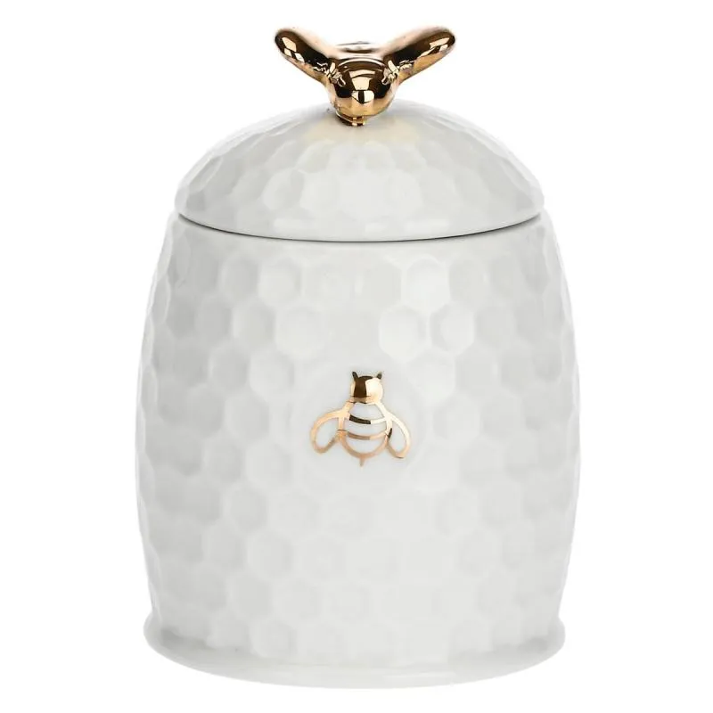 Zuckerdose mit Löffel Gold La Porcellana Bianca Novo 10 x 6,5 cm