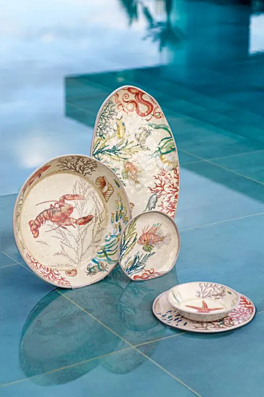 Fischteller 33 x 23 cm Sea Life Set mit 2 Stück