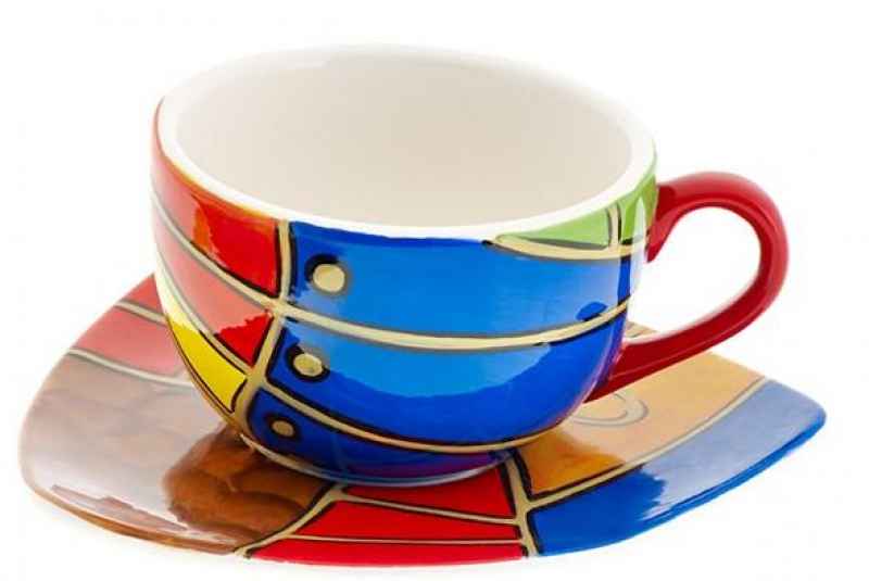 Preview: Tasse mit Untere handbemalt “FACE to FACE”
