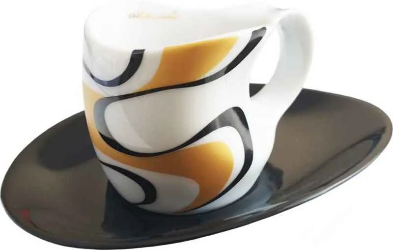 Luigi Colani Porzellan Espressissimo - Tassen mit Untertassen 4 tlg. wave gold black