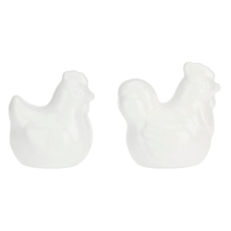 Preview: Salz- und Pfefferstreuer-Set "Gallo Gallina" Fattoria La Porcellana Bianca Novo 5 x 8 cm