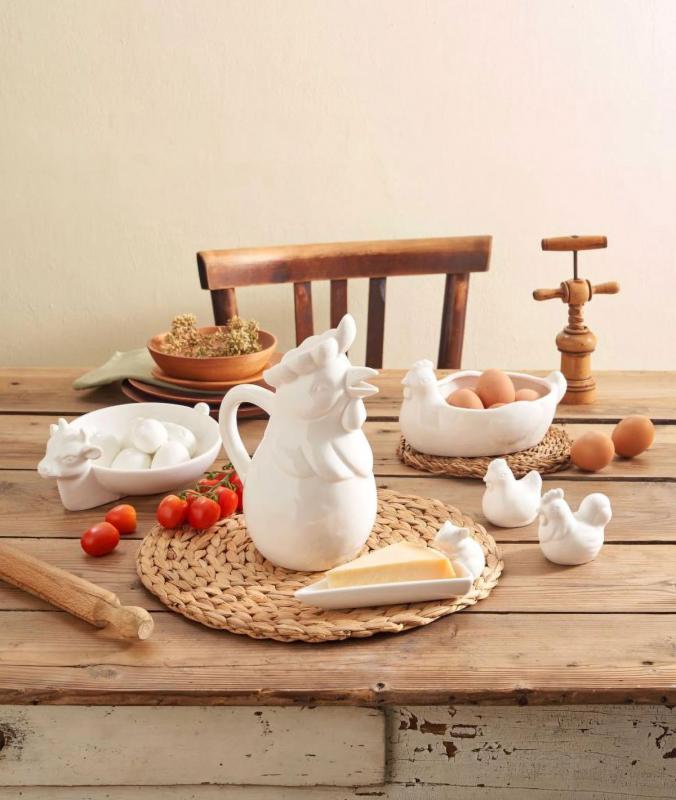 Preview: Salz- und Pfefferstreuer-Set "Gallo Gallina" Fattoria La Porcellana Bianca Novo 5 x 8 cm