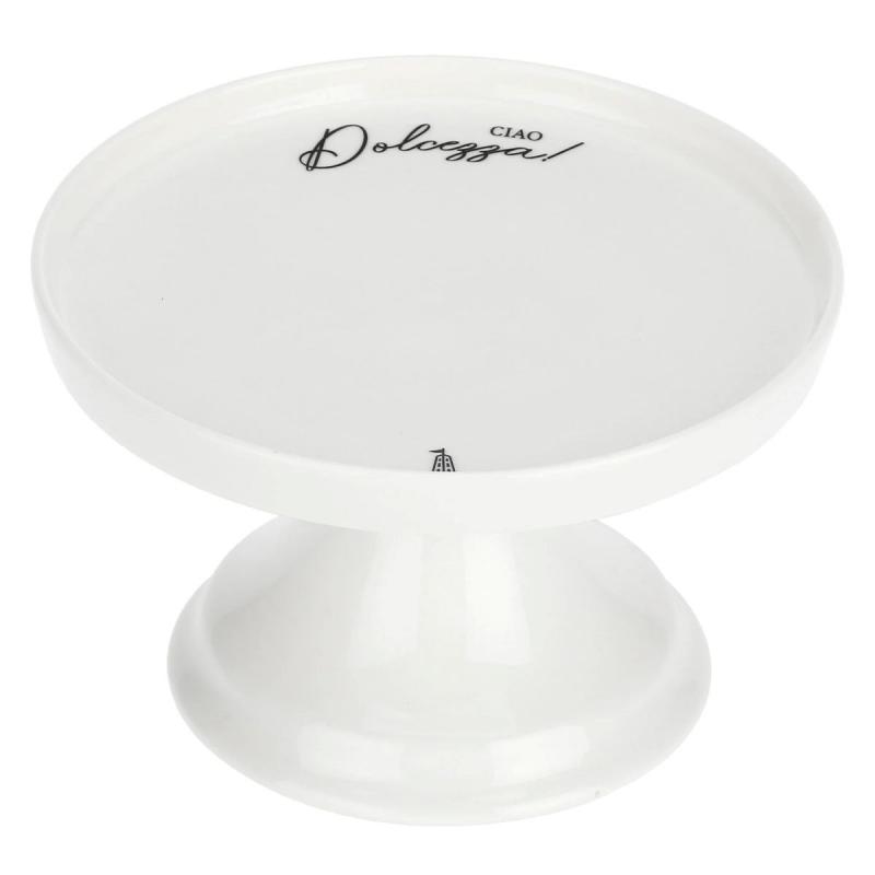 Preview: Tortenplatte auf Fuß I Garbati La Porcellana Bianca Novo 17 x 11 cm