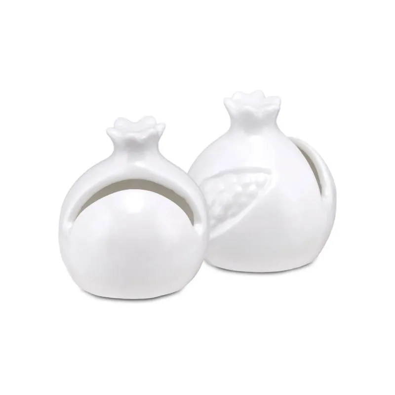 Platzkartenhalter 2er Set "Segnaposto Melograno" Fattoria La Porcellana Bianca Novo 4,5 x 5 cm