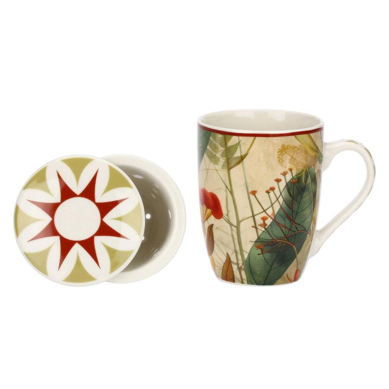 Preview: Teebecher mit Deckel & Filter MIRABILIA 300 ml rot