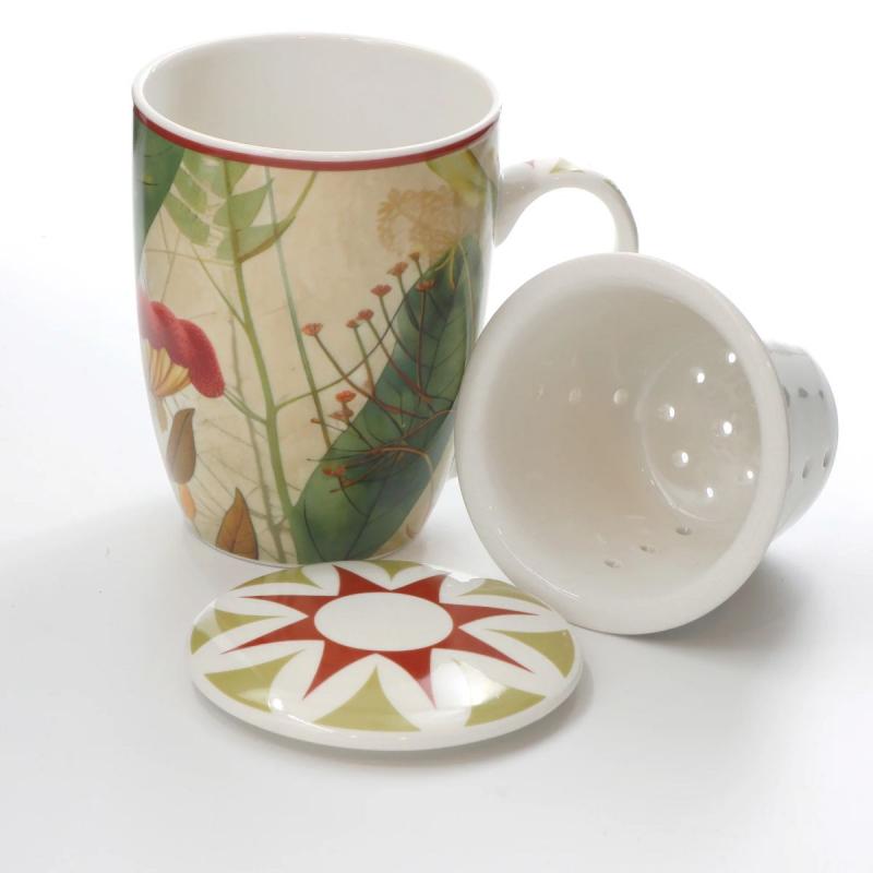 Preview: Teebecher mit Deckel & Filter MIRABILIA 300 ml rot