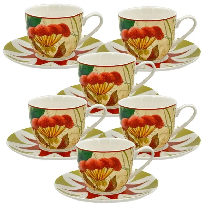 Espressotassen mit Untertassen 6er Set MIRABILIA 90 ml rot