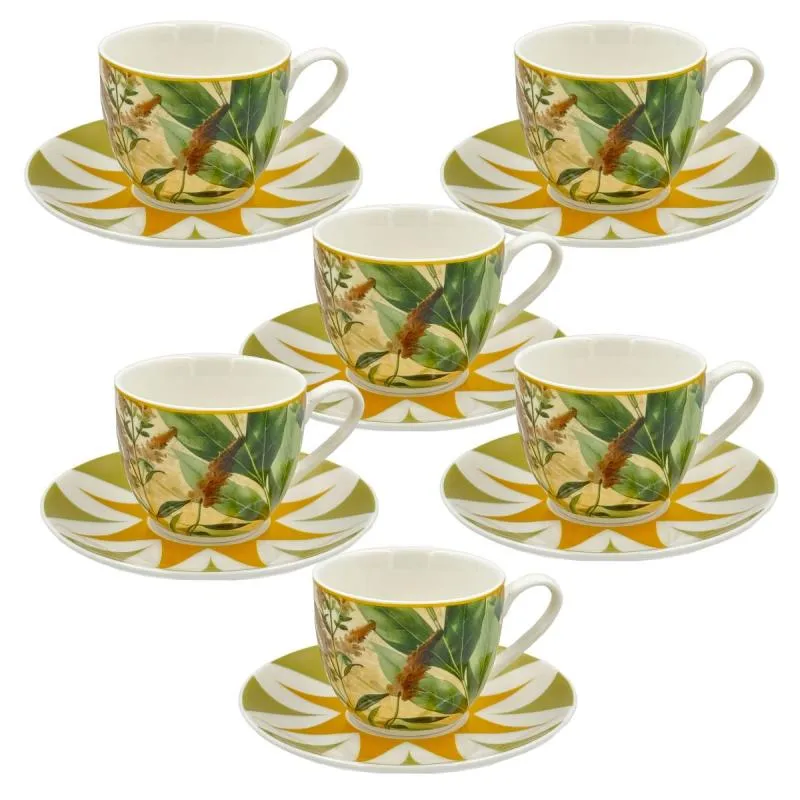 Espressotassen mit Untertassen 6er Set MIRABILIA 90 ml gelb