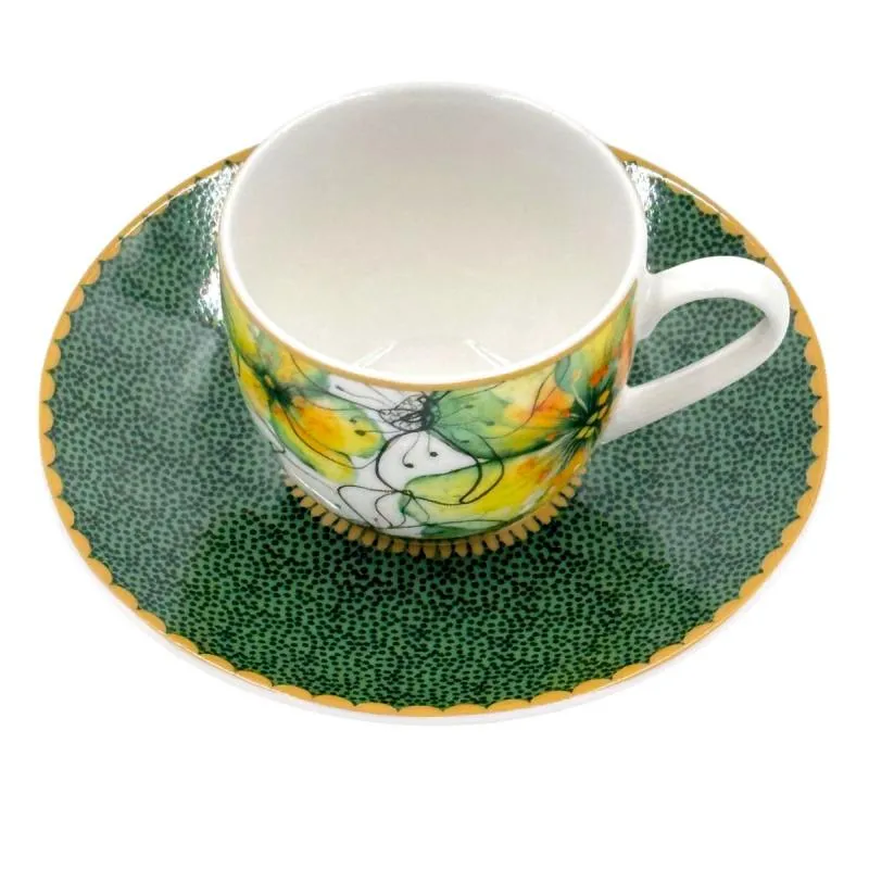 Espressotassen mit Untertassen 2er Set MIRABILIA 90 ml "Libellula"