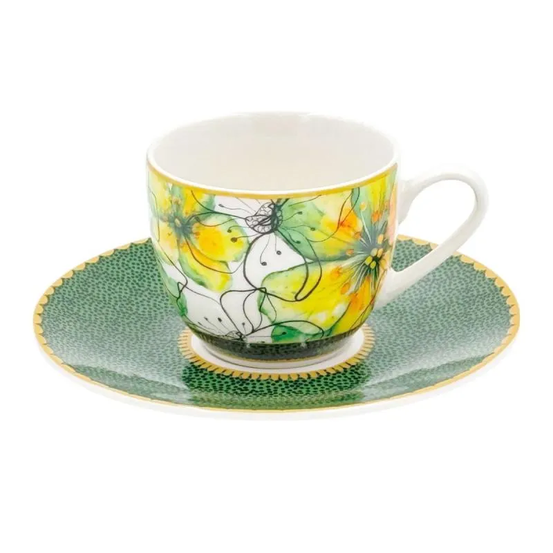 Espressotassen mit Untertassen 2er Set MIRABILIA 90 ml "Libellula"