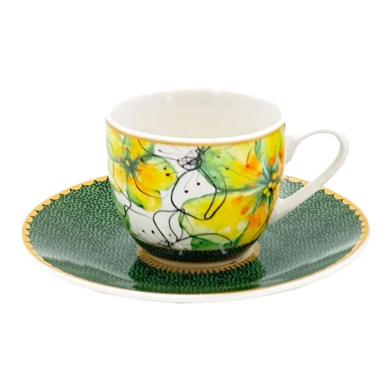 Espressotassen mit Untertassen 6er Set MIRABILIA 90 ml "Libellula"