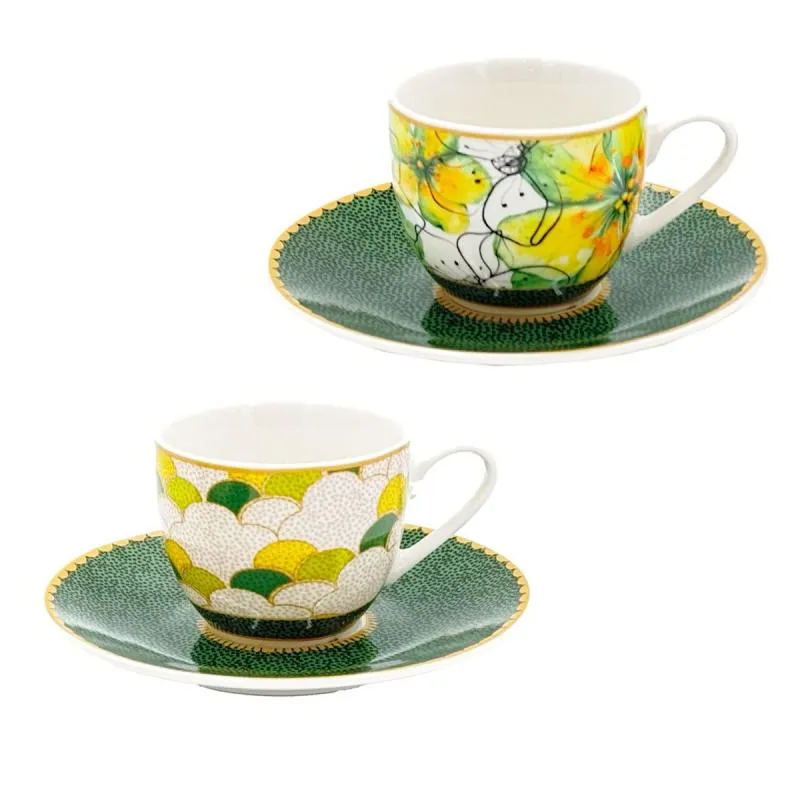 Espressotassen mit Untertassen 2er Set MIRABILIA 90 ml "Libellula"