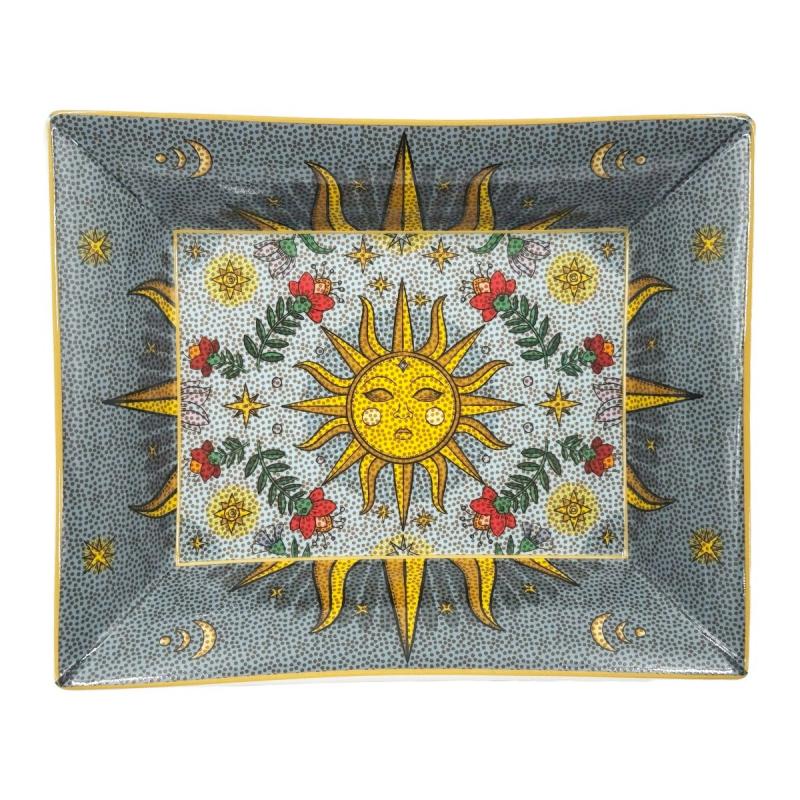 Preview: Schale/ Porzellanplatte rechteckig MIRABILIA 16 x 20 cm „Sole & Luna“