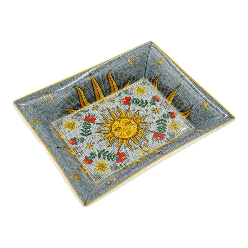 Schale/ Porzellanplatte rechteckig MIRABILIA 16 x 20 cm „Sole & Luna“