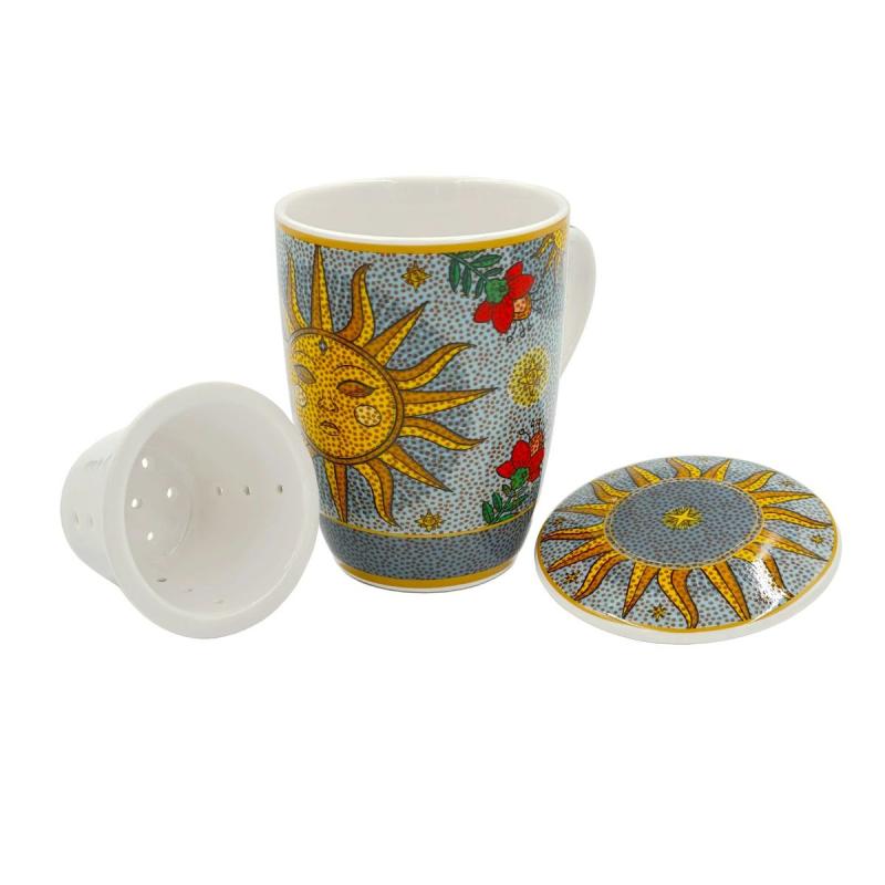 Preview: Teebecher mit Deckel & Filter MIRABILIA 300 ml „Sole & Luna“