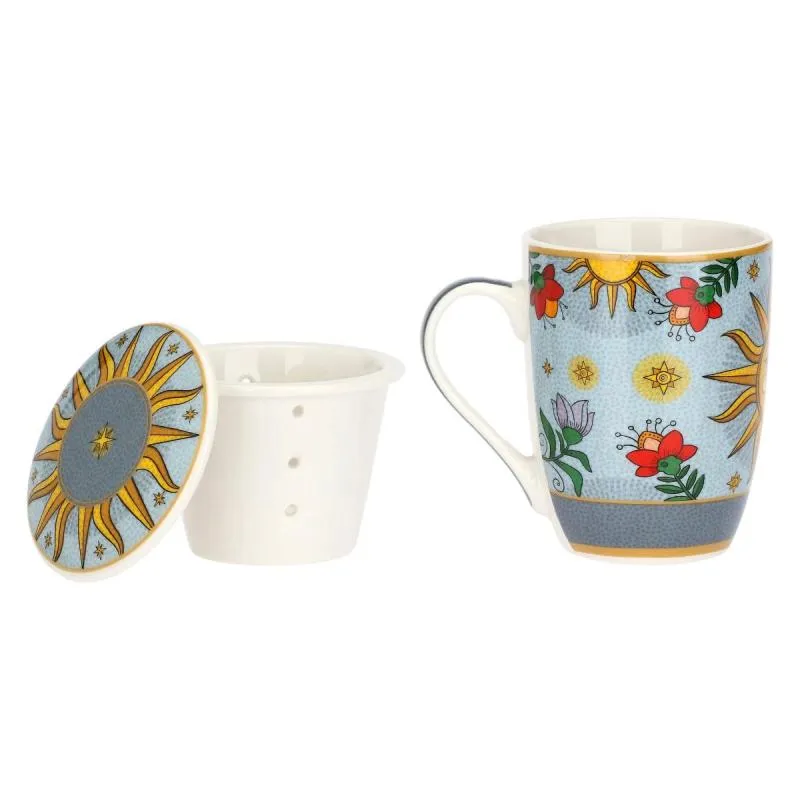 Teebecher mit Deckel & Filter MIRABILIA 300 ml „Sole & Luna“